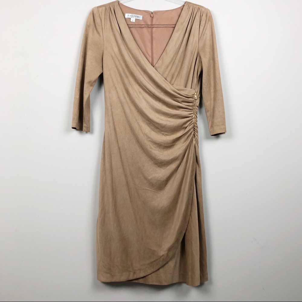 Kay Unger of New York Faux Suede Ruched Dress - Picture 1 of 7